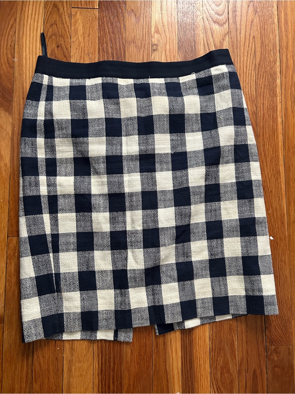 J. Crew Navy and Cream Gingham Pencil Skirt